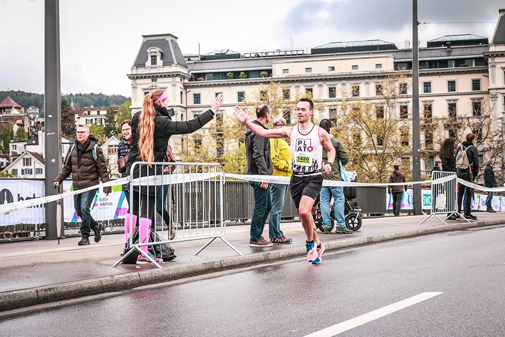 high five in a marathon